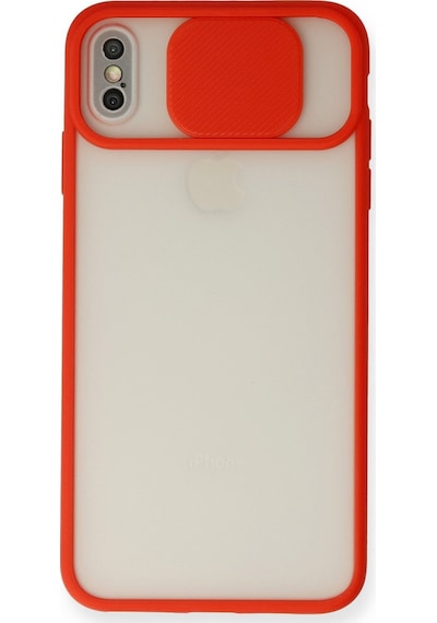Apple iPhone  Uyumlu,  Xs Max Kılıf Palm Buzlu Kamera Sürgülü Silikon - Kırmızı