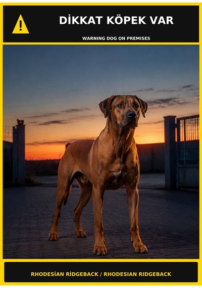 Dikkat Köpek Var Rhodesian Ridgeback Görselli Pvc Uyarı Levhası 21x30cm