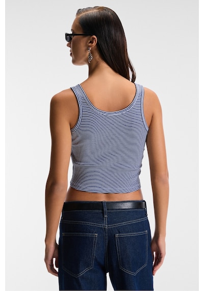Ethıquet MAVSERA Kadın Kalın Askılı U Yaka Patlı Düğmeli Crop Slim Lacivert / Beyaz Atlet Ethıquet MAVSERA Kadın Kalın Askılı U Yaka Patlı Düğmeli Crop Slim Lacivert / Beyaz Atlet