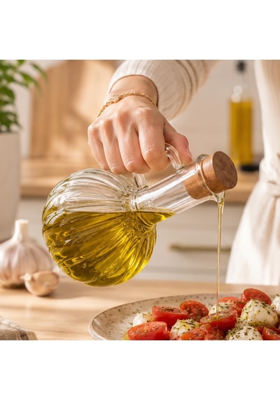 Lm-0010 Breze Mantar Kapaklı Borosilikat Cam Yağlık Sirkelik Yağdanlık 300ml Diğer