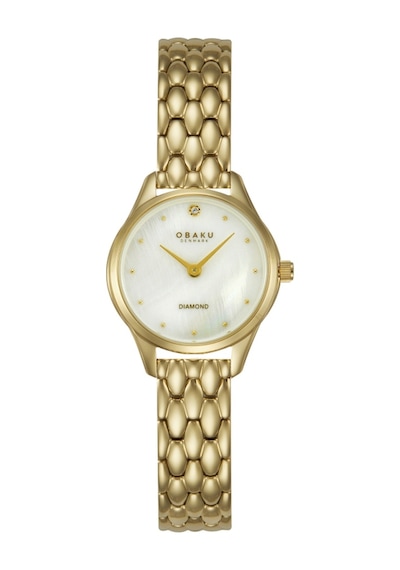 Obaku Denmark V297sxgwsg Quartz Çelik Altın Rengi Sedef Kadran Safir Cam 24 Mm Kadın Kol Saati Altın