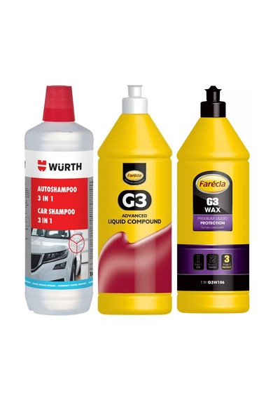 Würth 3 Etkili Araç Şampuanı 1 Lt + G3 Sıvı Pasta 1 Lt + G3 Wax Cila 1 Lt
