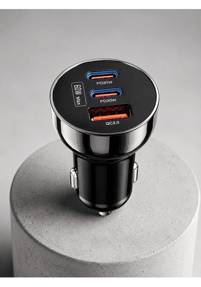 3 Portlu Araç İçi Şarj Adaptörü Çift Pd Type-c Ve Qc3.0 Usb Çıkış