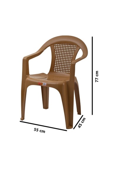 Omnipazar Sy-2512 Plastik Smart Lara Bahçe Koltuk Sandalye 4'lü Set Kahverengi