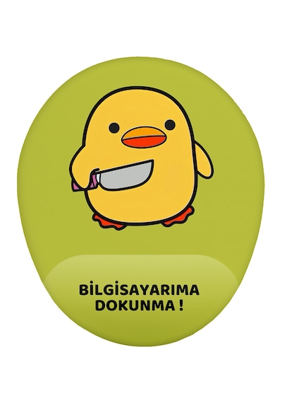Bela Ördek Bilgisayarıma Dokunma Kaymaz Buruşmaz Kırılmaz Bilek Destekli Mouse Pad Yeşil