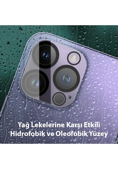 Ally Apple iPhone 15 Pro Uyumlu -15 Pro Max Full Tempered Kamera Lens Koruma C