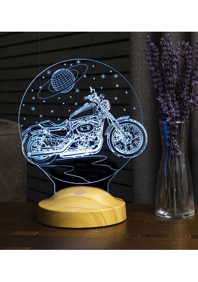 Chopper Motorsiklet Motor Hayranlarına Hediye 3D Led Lamba