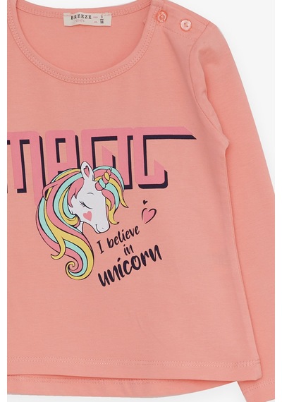 Breeze Kız Çocuk Taytlı Takım Unicorn Baskılı 1.5-5 Yaş, Somon Breeze Kız Çocuk Taytlı Takım Unicorn Baskılı 1.5-5 Yaş, Somon