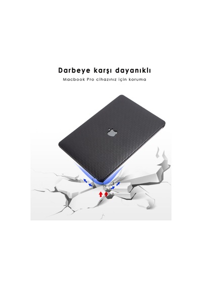 Apple Uyumlu MacBook Pro Kılıf 1706-08 A1989 2159 2251 2289 A2338 Karbon Fiber Siyah