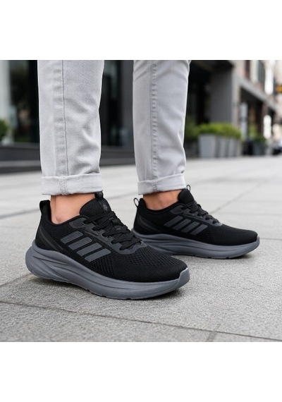 Erkek Sneaker Ayakkabı Gri-siyah 40-45 1091 Sıyah