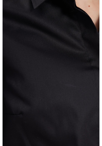 Tudors Kadın Slim Fit Non-ıron Pamuklu Vücuda Oturan Ütü Gerektirmez Pensli Siyah Gömlek-42045 Siyah