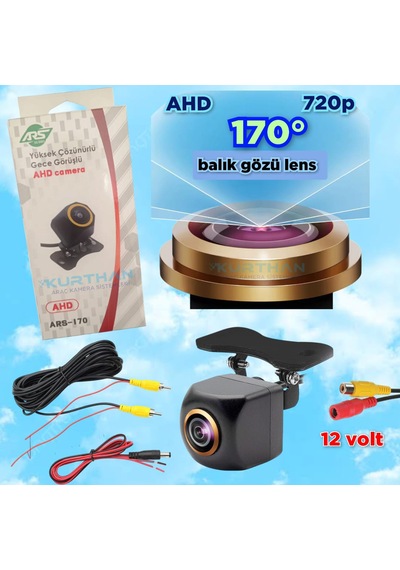 Ahd 720p 170 Derece Balık Gözü Lens Araç Kamerası 12 Volt