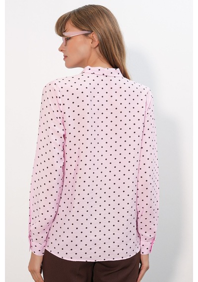 Hiccup Bdart Puantiyeli Poplin Gömlek Bluz Allık Pembe