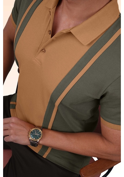 Haki Taba Çift Renkli Polo Tişört 001