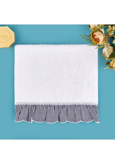 Soft French Cottage Twin Çizgi Desenli El Havlusu - Ekru - 30x50 Cm Çok Renkli