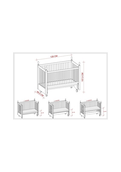 Meltem Kids Kral Sallanır Ahşap Anne Yanı Beşik 60x120 cm (beyaz-ekru) Ekru