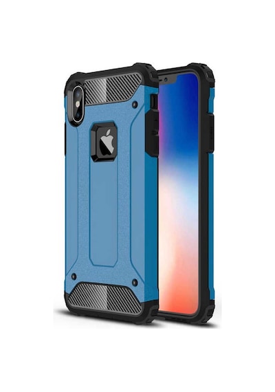 Noktaks - Apple Uyumlu iPhone X - Xs - Kılıf Çift Katman Zırh Tank Crash Military Kapak - Mavi Mavi