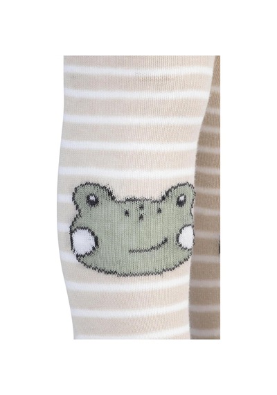 Syncticaret Frog Bebek Erkek Külotlu Çorap, 6-18 Ay, Yeşil Çok Renkli