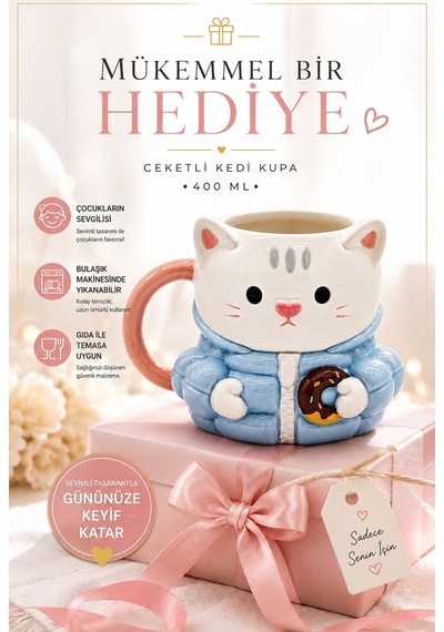 Sleepy Sensitive Islak Mendil 90'lı x 23 Paket + Rosie Ceketli Kedi Kupa Tekli