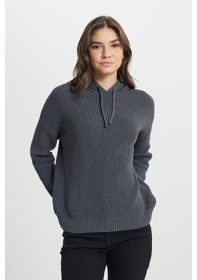 Wrangler Relaxed Fit Geniş Kesim Kapüşonlu Antrasit Triko Kazak W242711040 Koyu Gri