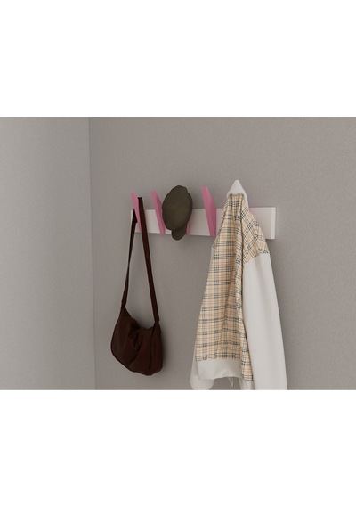 Hepsi3boyutlu Modern Duvar & Kapı Kanca Askılık - 5 Adet Pembe Kanca Askılık - Model No : 4 Pembe