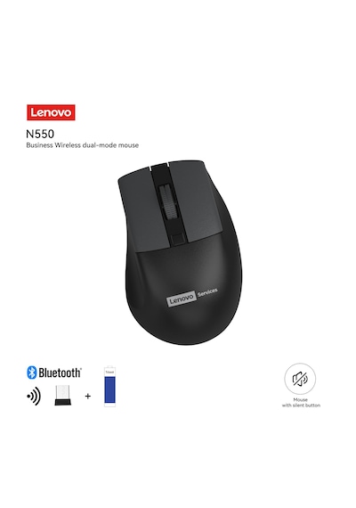 N550 Bluetooth + 2.4 Ghz Usb Alıcılı Kablosuz Dual Modlu Sessiz Mouse Siyah