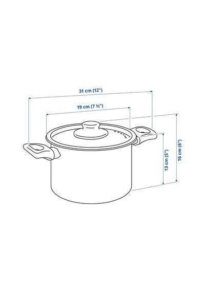 Ikea Hemlagad Kapaklı Tencere 3 L 19 Cm Siyah 2 Parça