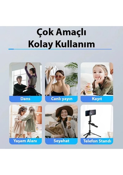 Ally K28 Uzaktan Kumandalı Canlı Yayın Bluetooth Standlı Selfie Çubuğu Tripod- 5775