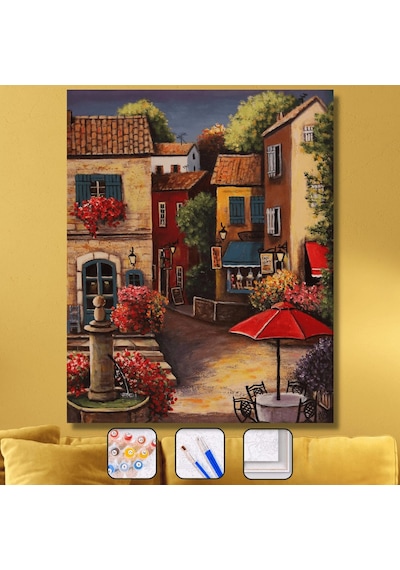 Kafe'de Huzur Sayılarla Boyama Seti - Çerçeveli, 40x50cm