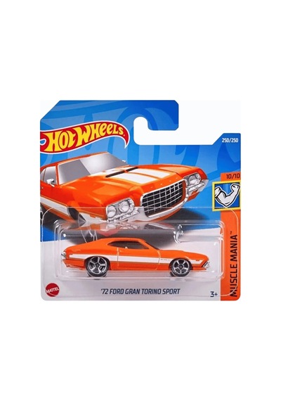 Hot Wheels '72 Ford Gran Torino Sport - Muscle Mania 1/64 Diecast Model Araba Çok Renkli