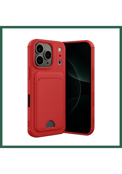Bezos İphone 17 Pro Max Uyumlu Kelvin Kartvizitli Silikon - Kırmızı Bzs01