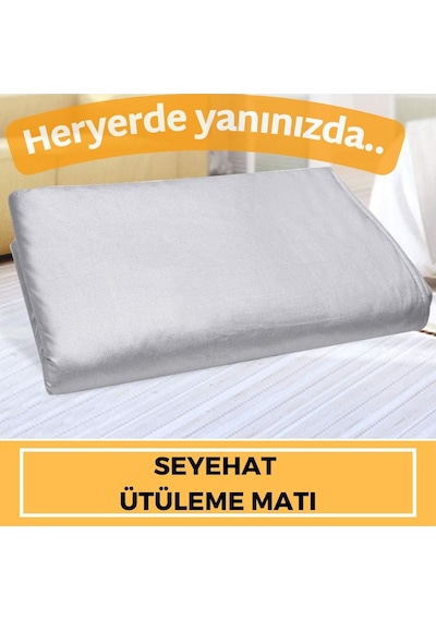 Ütüleme Matı Masası Kılıfı Örtüsü Bezi, Keçeli, Süngerli Kaymaz Taban Taşınabilir Yıkanabilir S Gri