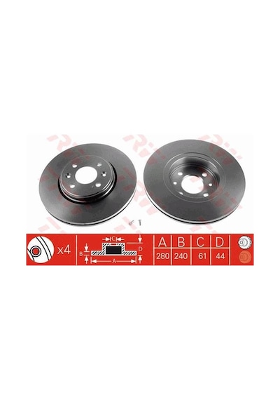 Renault Clio 2 Rs Ön Fren Diski 2.0 16V 280Mm 1999-2005 Trw