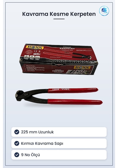 Kerpeten 9 No 225 Mm Kavrama Ve Kesme Manuel El Aleti Kırmızı Sap