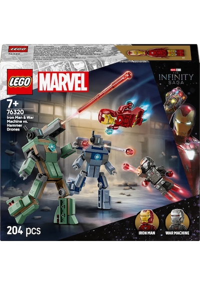 LEGO® ǀ Marvel Iron Man ve War Machine, Hammer İnsansız Hava Araçlarına Karşı 76320 -7 Yaş ve Üzeri Çocuklar için Oyuncak Yapım Seti (204P)