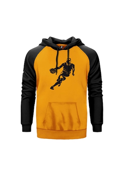 Basketball Hoop Siluet Sarı Renk Reglan Kol Sweatshirt Sarı