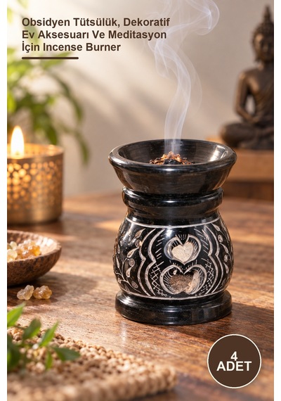4 Adet Obsidian Taşı Buhurdanlık Obsidyen Tütsülük, Dekoratif Ev Aksesuarı Ve Meditasyon İçin Incense Burner