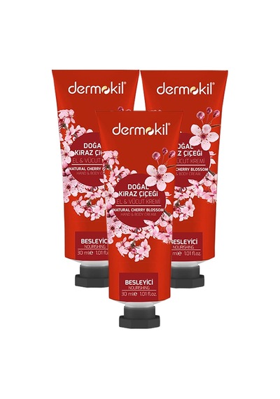 Dermokil Kiraz Çiçeği El ve Vücut Kremi 30 ml x 3 Adet