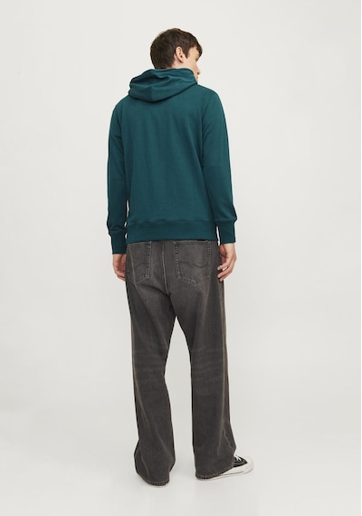 Jack & Jones Erkek Kapüsonlu Sweatshirt - Paulos 12256591 Deep Teal Yeşil