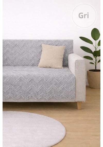 Sycamore Home Koltuk Örtüsü 175x215 Cm Zigzag Desen Çekyat Örtüsü, Kaymaz, Yıkanabilir, Lüks Kumaş Şönil Çok Renkli
