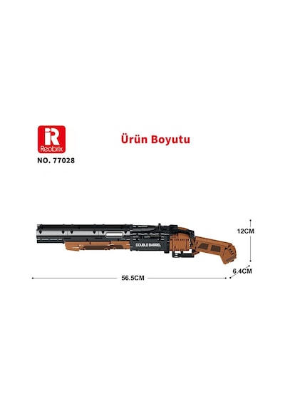 Reobrix 77028 Çift Namlu Av Tüfeği Yaratıcı Yapı Blok Seti Building Blocks Double-barreled Shotgun - 1006 Parça