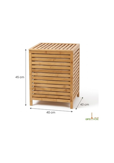 Bambu Katlanır Çamaşır Sepeti Bej