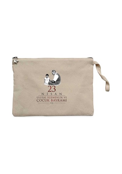 23 Nisan Ulusal Egemenlik Ve Çocuk Bayramı Krem Clutch Astarlı Cüzdan / El Çantası