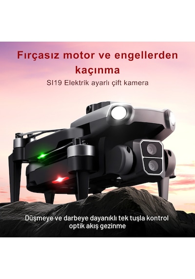 Piha S119 Drone Fırçasız Motor 2 Batarya & 30 Dakika Uçuş 1080P HD Kamera Engelden Kaçınma