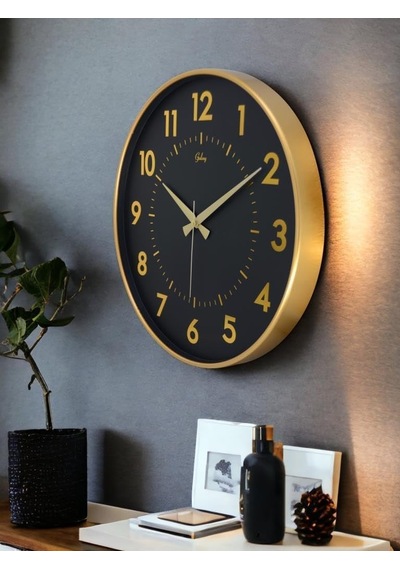 717-a-3 Serisi Klasik Rakamlı Metal Görünümlü Sessiz Akar Modern Duvar Saati 40 Cm Çok Renkli