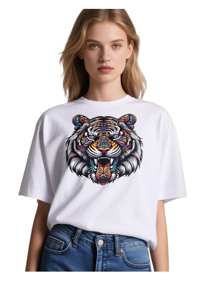 Kaplan Oversize Unisex T-shirt Beyaz