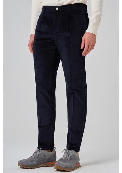 Morven Erkek Lacivert Pamuk Trend Fitilli Kadife Lastikli Slim Fit Pantolon 26ks003005200 Lacivert