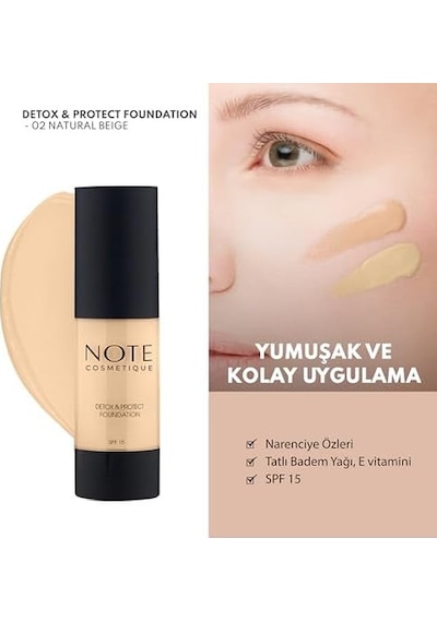 Detox & Protect 02 Natural Canlandırıcı Etkili Spf 15 Kapatıcı Fondöten 0