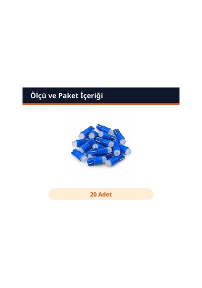 Trobus T5 Gösterge Ledi Ultra Parlak Mavi 20 Adetlik Araç İçi Ampul Seti