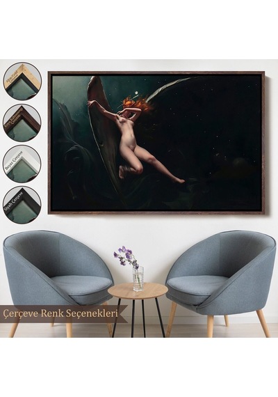 Çerçeveli Yıldızlı Gökyüzü Altında Bir Peri Kanvas Tablo, Klasik Sanat Kanvas Tablo-5383